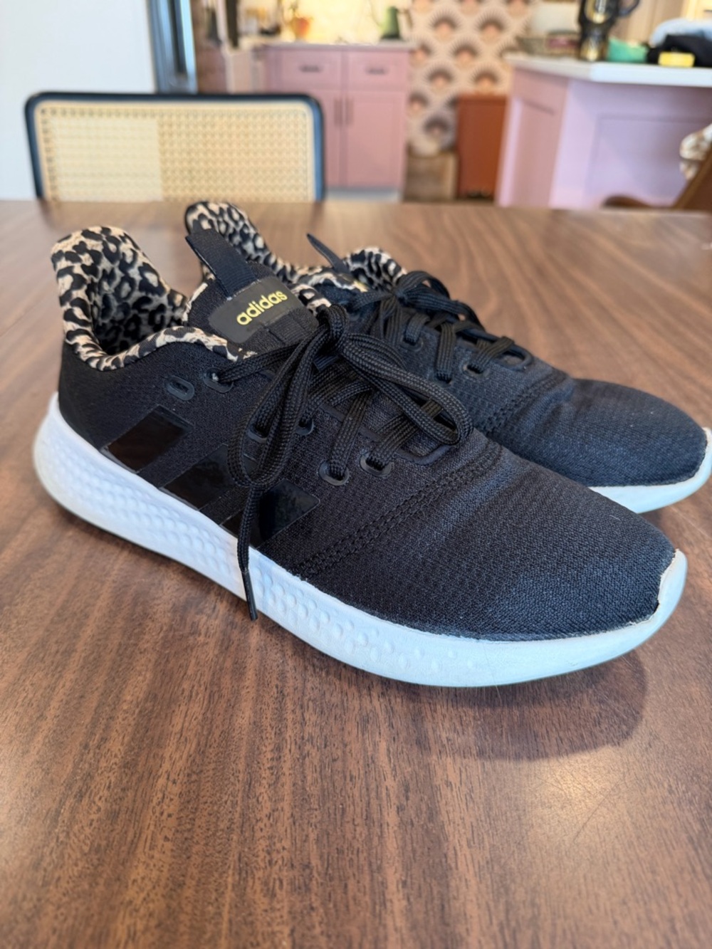 adidas QT Racer 2.0 Cloudfoam Sneakers Black Leopard Print